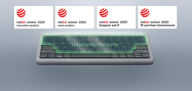 Prestigio Click&Touch multimedia keyboard with touchpad on keys won four Red Dot 2020 awards for outstanding design quality