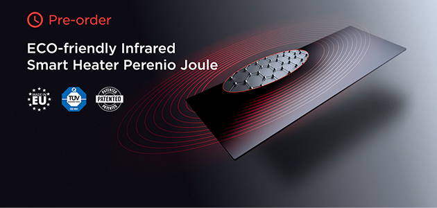 The Czech technology company Perenio IoT presents a new product to the market - an Smart ECO-friendly Infrared Heater Joule with a stylish ergonomic design and a high degree of safety. The device is made in Europe.