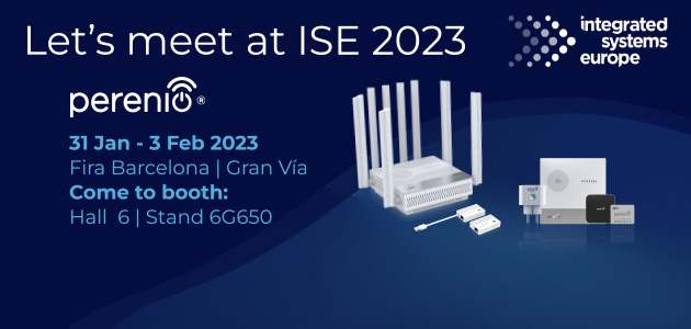 Perenio presents Smart IoT Router & Smart Hub with 5G & battery with Matter and other smart products for office & home at ISE 2023 in Barcelona